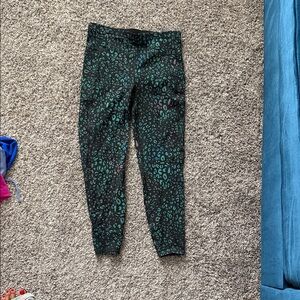 Sweaty Betty Kids Leggings with Black and Green Leopard Print